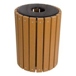 round outdoor trash can